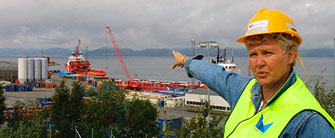 Ragnhild Lang&oslash;y, general manager of the Mongstad base, is pleased with the Shell UK agreement - photo courtesy of Hydro